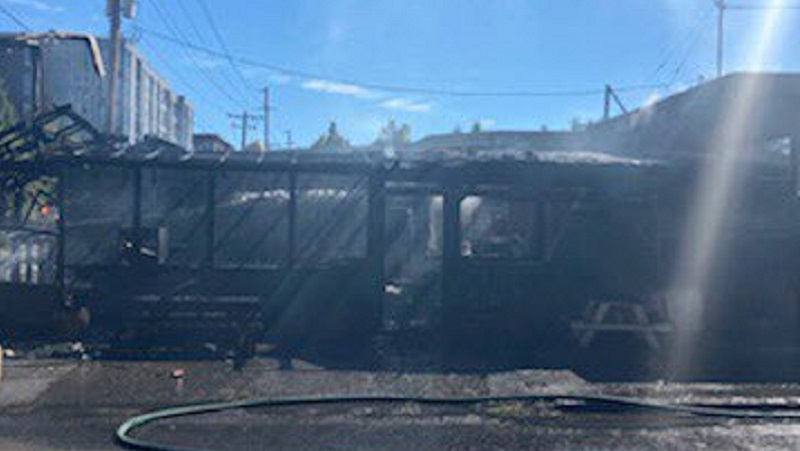 At least 2 food carts on North Vancouver Avenue were destroyed by fire, September 4, 2022 (PFR)