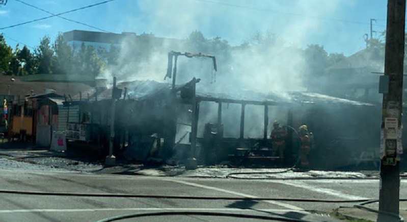 At least 2 food carts on North Vancouver Avenue were destroyed by fire, September 4, 2022 (PFR)