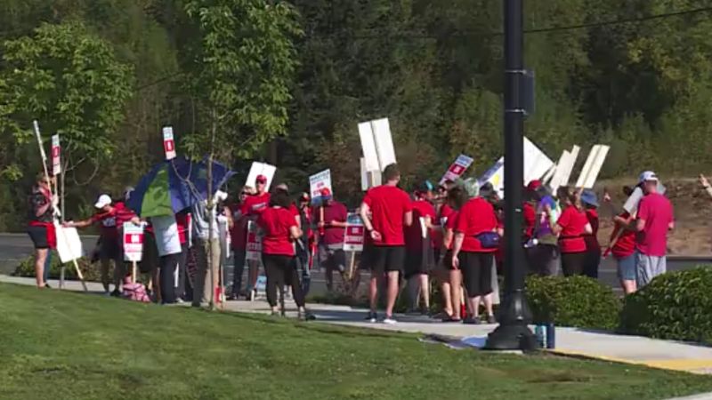 Educators for Ridgefield School District strike on Friday, Sept. 9, 2022