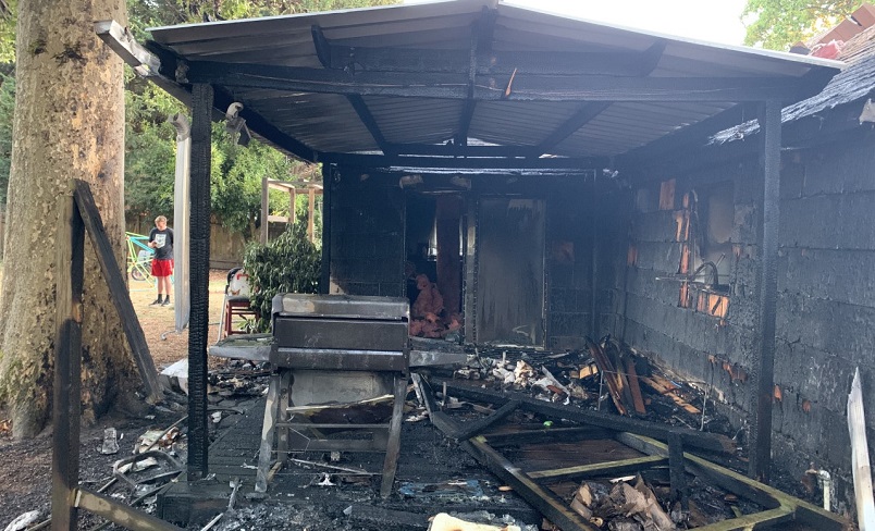 Natasja Gonzales' house on SE Linden in Portland was seriously damaged by a fire likely sparked by a barbecue, September 3, 2022 (KOIN)