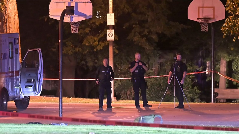 A woman was shot to death in Wallace Park near Chapman Elementary in Northwest Portland, September 24, 2022 (KOIN)