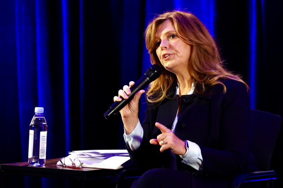 FILE - Republican nominee Christine Drazan speaks during the gubernatorial debate hosted by the Oregon Newspaper Publishers Association at Mount Hood Oregon Resort in Welches, Ore., on July 29, 2022. (Jaime Valdez/Pamplin Media Group via AP, Pool, File)