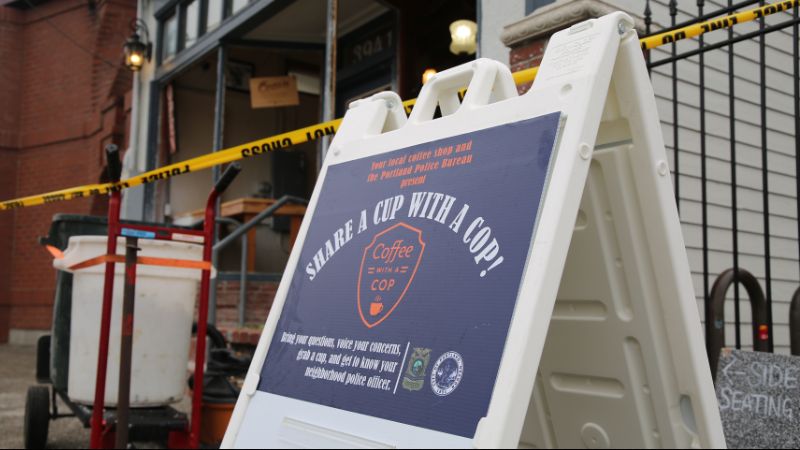 Portland, OR coffeehouse vandalized before Coffee with a Cop event