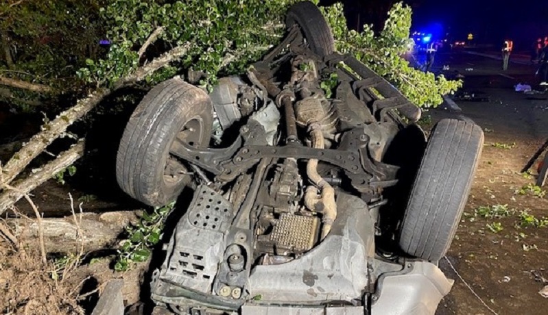 A Corvette collided with this Ford Escape on NE St. Johns Road near 99th in Vancouver on October 1, 2022. The driver of the Escape, Gerald Plato, died. (Clark County Sheriff's Office)