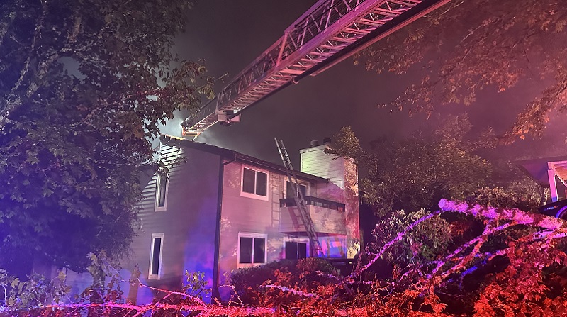 8 people were taken to the hospital after fire broke out at this apartment complex on SW Barnes Road, October 29, 2022 (TVFR)