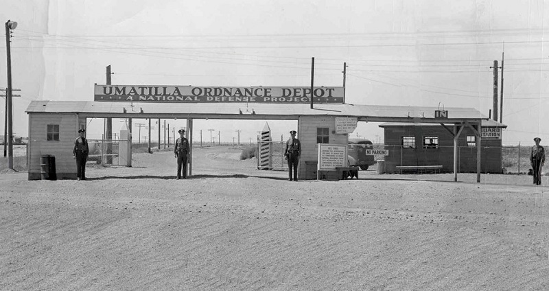 An historical, undated photo of the Umatilla Ordnance Depot in eastern Oregon.