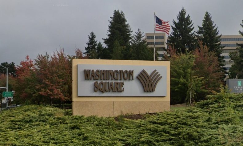 Sign of Washington Square Mall.