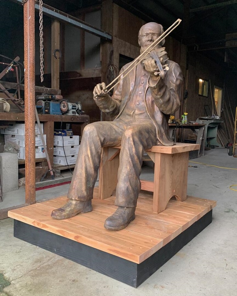 Sculptor Peter Helzer made this statue of Louis Southworth, which will be displayed in the Louis Southworth Park in Waldport by 2024 (City of Waldport)