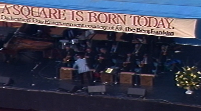 People enjoy Pioneer Courthouse Square on the day it opened, April 6, 1984 (KOIN)