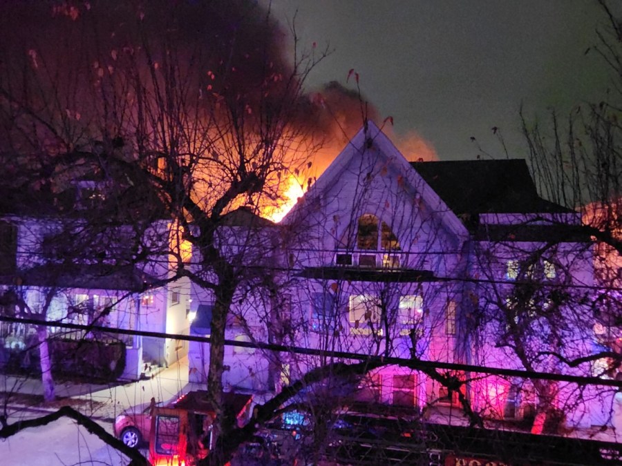 Firefighters battled a three-story house fire in Portland’s Pearl District neighborhood that ignited around midnight during challenging sub-freezing and windy conditions.