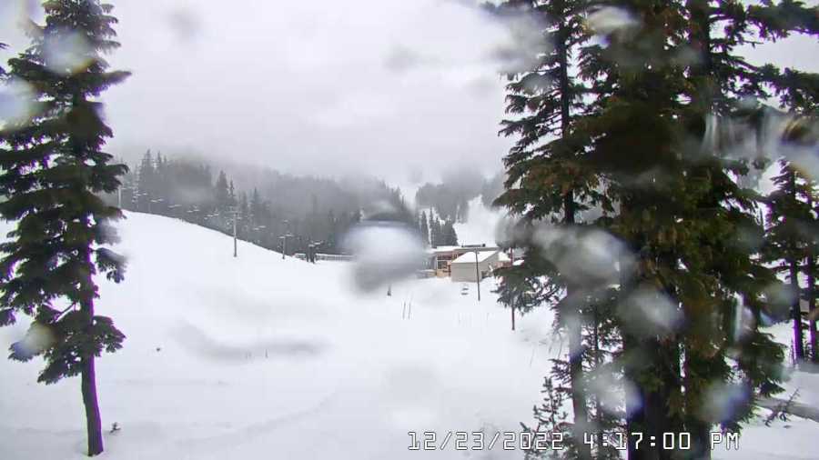 A forecast of freezing rain shut down the slopes at Mt. Hood Meadows and Ski Bowl Friday. (KOIN water cam at Mt. Hood Meadows)