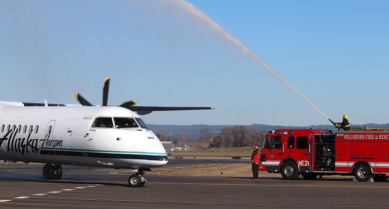 Horizon and Alaska Airlines donated this Bombardier Q400 to the Portland Community College aviation maintenance technology program, 2022 (PCC)