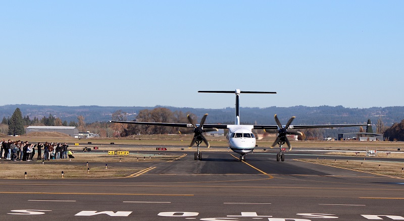 Horizon and Alaska Airlines donated this Bombardier Q400 to the Portland Community College aviation maintenance technology program, 2022 (PCC)