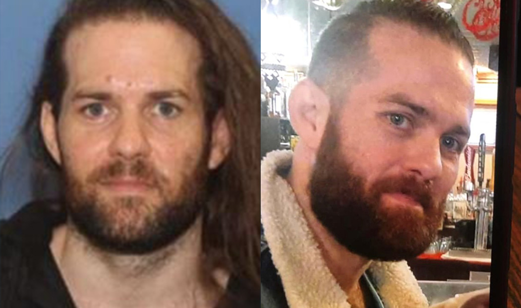 These two photos show Benjamin Obadiah Foster with both short and long hair. Foster is wanted for charges of kidnapping, attempted murder and assault. The Grants Pass Police Department found a woman bound and beaten inside a home on Jan. 24, 2023 and say Foster is the suspect. Photo courtesy Grants Pass Police Department