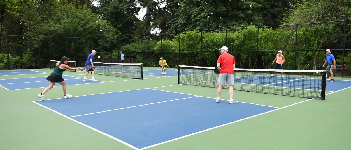 People play pickleball at the courts at George Rogers Park. Photo courtesy City of Lake Oswego