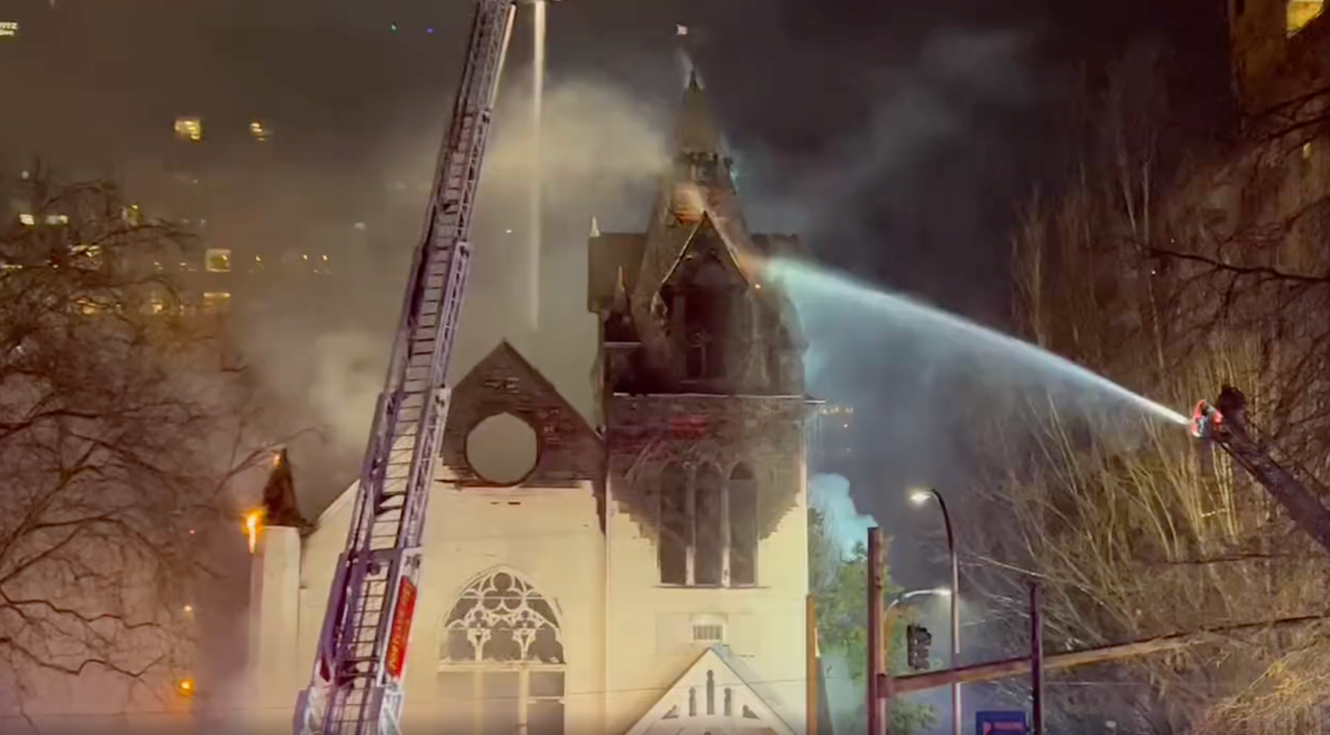 Fire ravaged the Portland Korean Church at SW 11th and Clay in Portland, January 3, 2023 (KOIN)