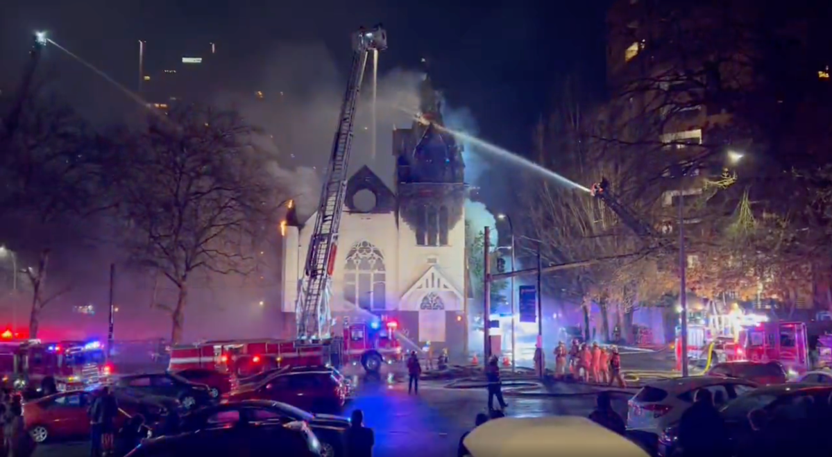 Fire ravaged the Portland Korean Church at SW 11th and Clay in Portland, January 3, 2023 (KOIN)