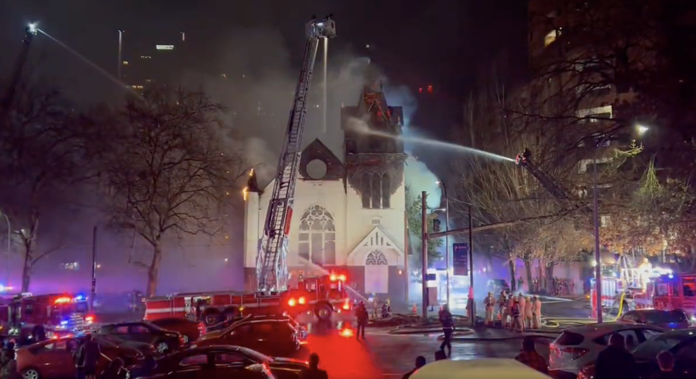 Fire ravaged the Portland Korean Church at SW 11th and Clay in Portland, January 3, 2023 (KOIN)