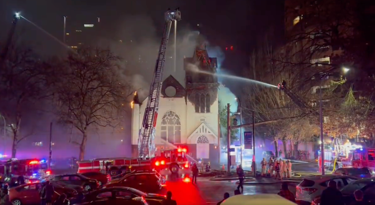 Fire ravaged the Portland Korean Church at SW 11th and Clay in Portland, January 3, 2023 (KOIN)