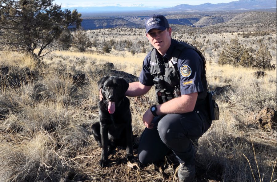 Trooper Shae Ross with K-9 Scout - courtesy Oregon State Police