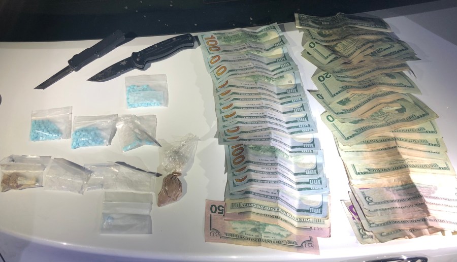 Cash and baggies full of narcotics discovered during stolen vehicle investigation on Tuesday, Jan. 24, 2023