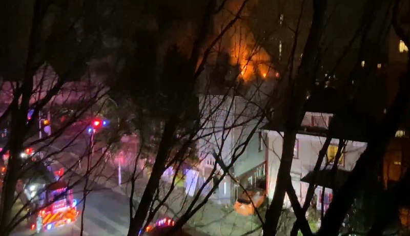 Fire ravaged an old church at SW 11th and Clay in Portland, January 3, 2023 (KOIN)