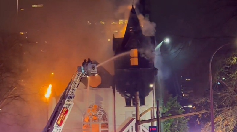 Fire ravaged the Portland Korean Church at SW 11th and Clay in Portland, January 3, 2023 (KOIN)