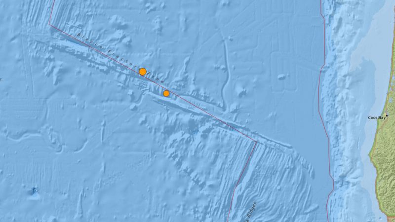 Two earthquakes were recorded off the Oregon coast early Wednesday morning, according to the U.S. Geological Survey.