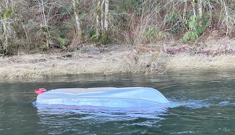 A 65-year-old boater capsized on the North Fork Lewis River, January 29, 2023 (Clark County Sheriff's Office)