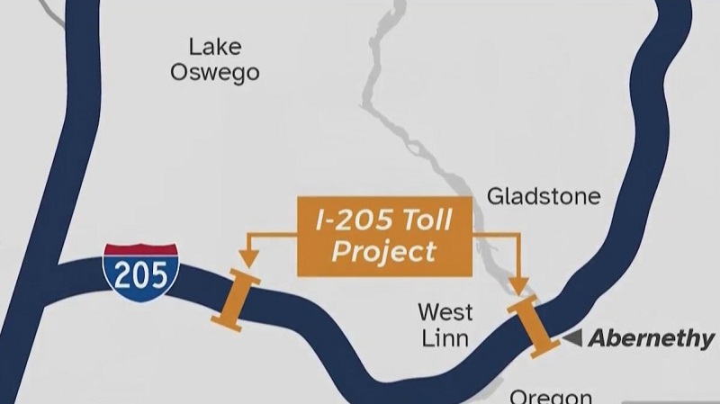 A map showing the proposed tolling section on I-205 from ODOT, January 23, 2023 (ODOT)