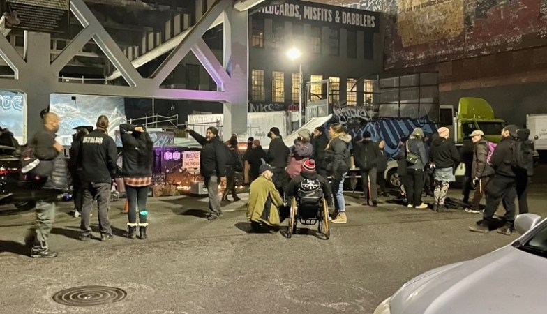 Protesters gathered at Burnside Skate Park over the death in Memphis of Tyre Nichols, January 27, 2023 (KOIN)