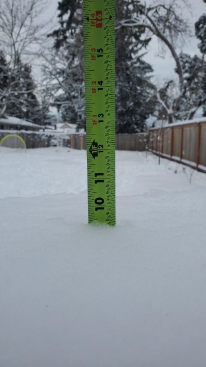 Beaverton resident measures about 9 inches of snow