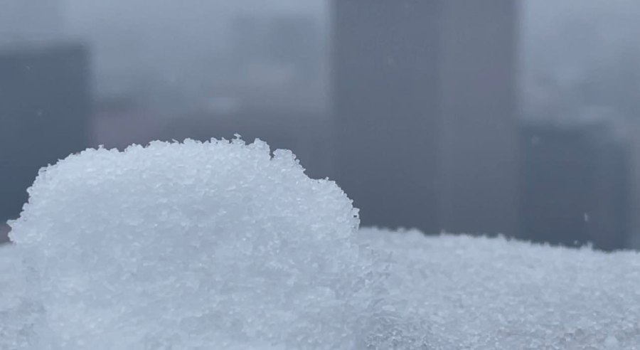 Snow on top of KOIN Tower Wednesday afternoon from KOIN 6 Meteorologist Josh Cozart