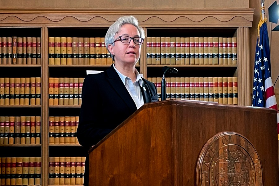 Oregon Gov. Tina Kotek speaks at the State Library of Oregon in Salem on Jan. 31, 2023. (AP Photo/Claire Rush, File)