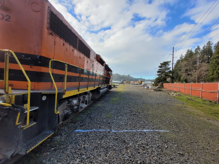 A train derailment at the Georgia-Pacific Mill in Toledo, Ore. spilled about 2,000 gallons of diesel on Friday, Feb. 10, 2023 and state officials said some of it entered a slough that feeds into the Yaquina River.