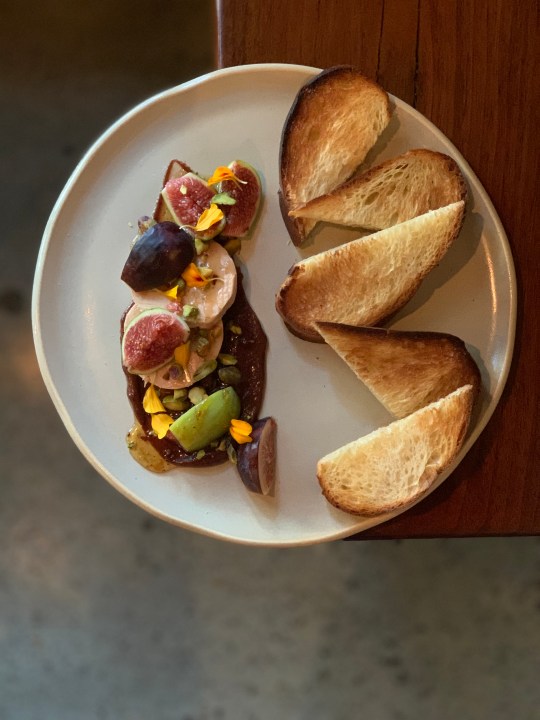 Torchon, figs, pistachio, truffle honey, challah at Arden (courtesy Kelsey Glasser)