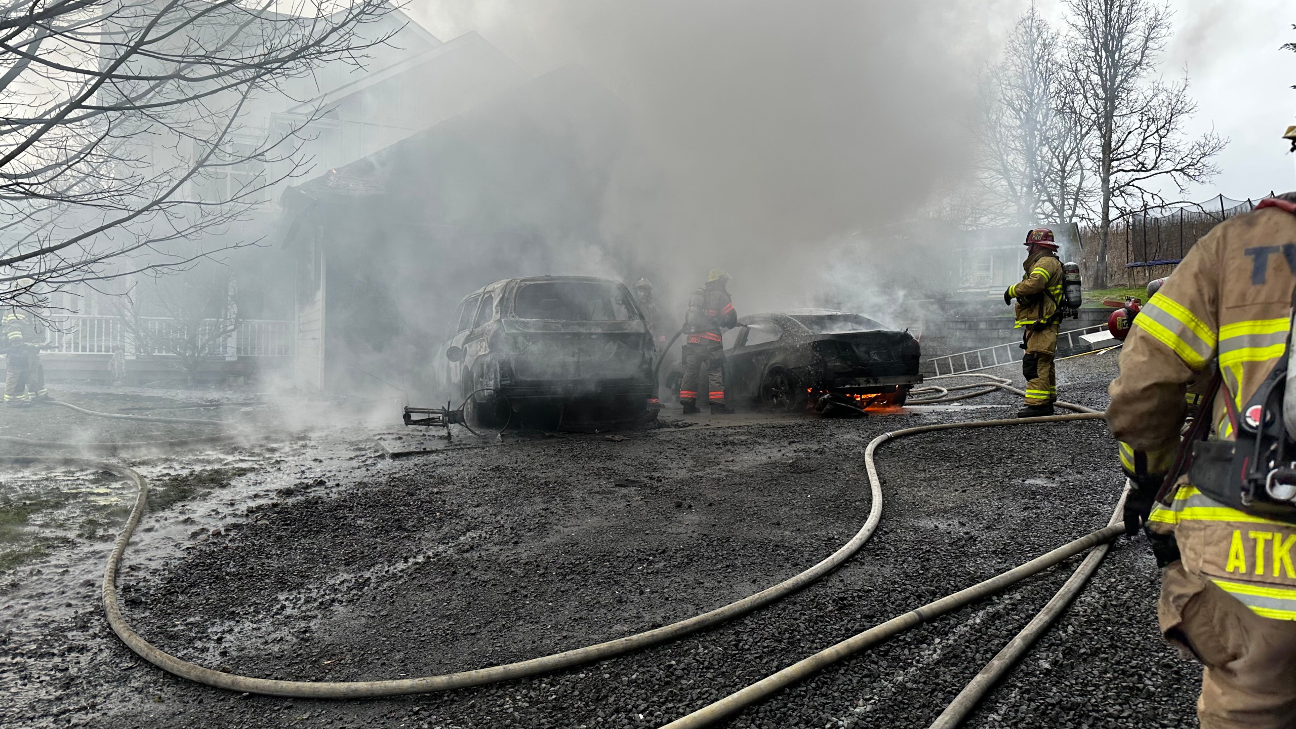 Garage attached to Dundee home goes up in flames on Monday, Feb. 20, 2023