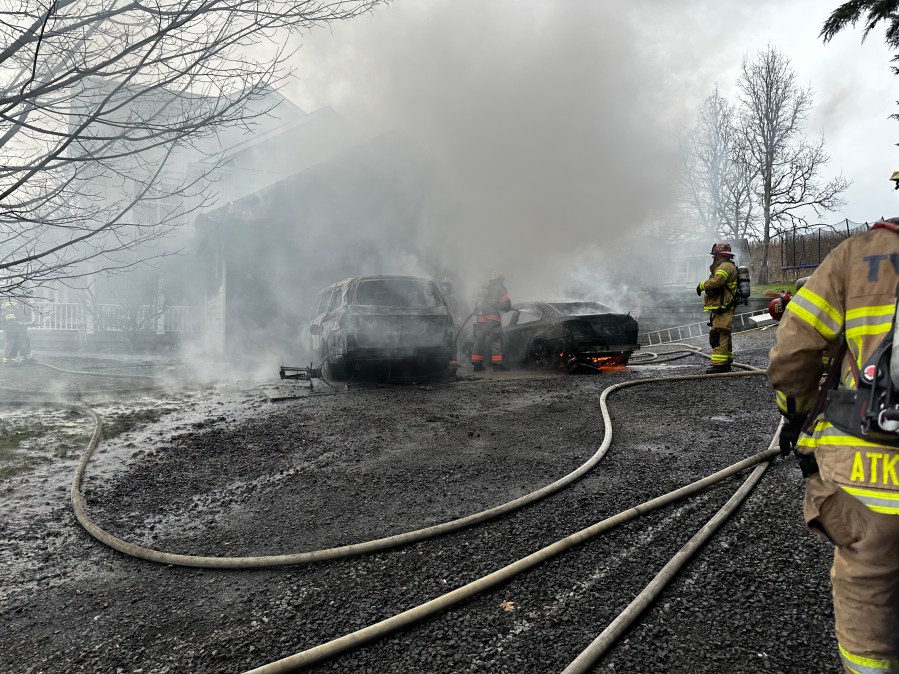 Garage attached to Dundee home goes up in flames on Monday, Feb. 20, 2023