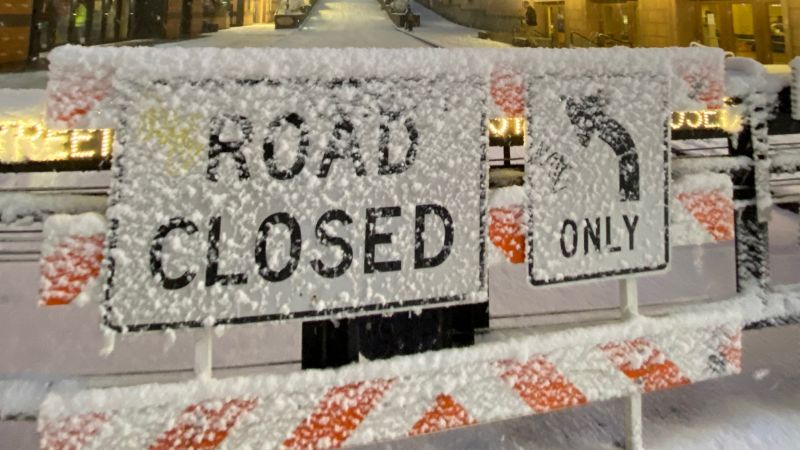 Portland road closes after snowstorm on Wednesday, Feb. 22, 2023.