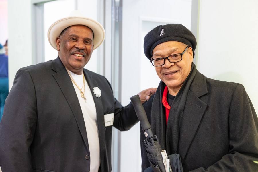 A group gathered at the new Karibu and Imani Center open house on Feb. 28, 2023 to celebrate the new facility opening. Photo courtesy CCC/Tom Cook