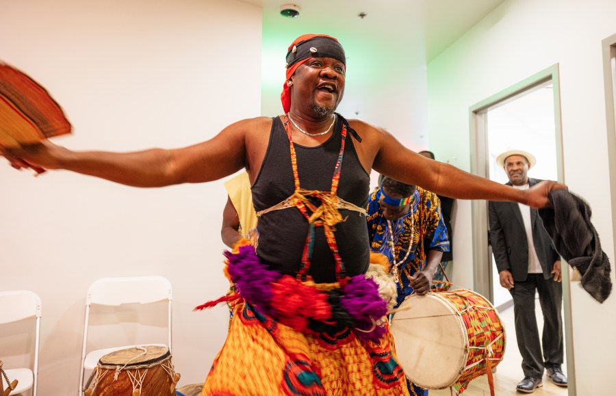 A group gathered at the new Karibu and Imani Center open house on Feb. 28, 2023 to celebrate the new facility opening. Photo courtesy CCC/Tom Cook