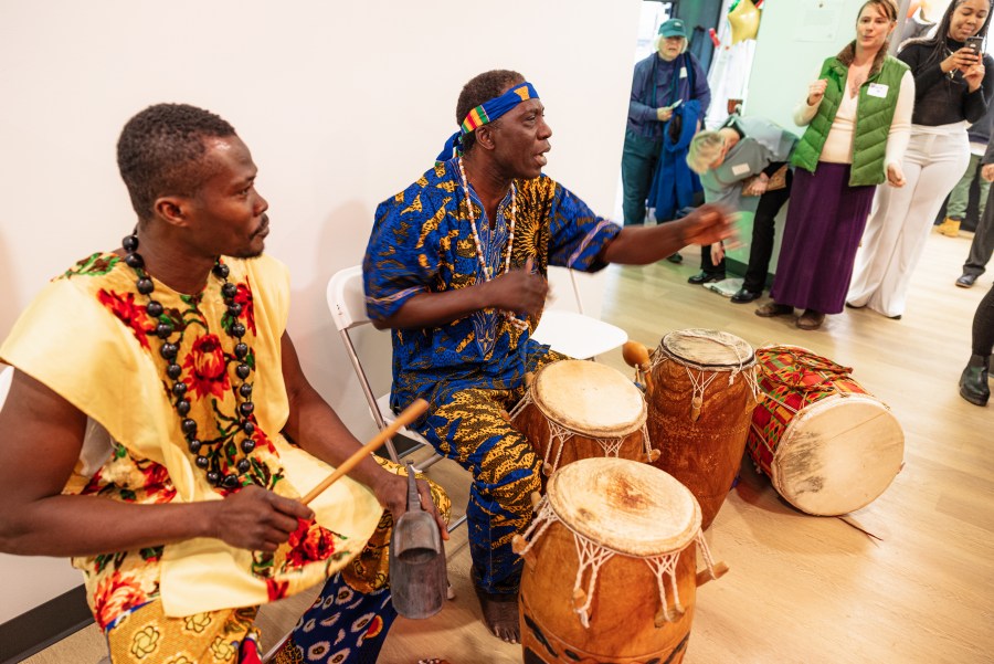 A group gathered at the new Karibu and Imani Center open house on Feb. 28, 2023 to celebrate the new facility opening. Photo courtesy CCC/Tom Cook