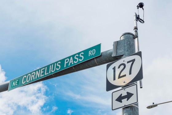 ODOT installed two new cameras on the steep S curve along Cornelius Pass Road along with other safety upgrades in March 2023. Photo courtesy Oregon Department of Transportation