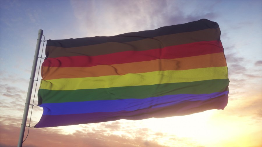 Philadelphia pride flag waving in the wind. (Getty image)