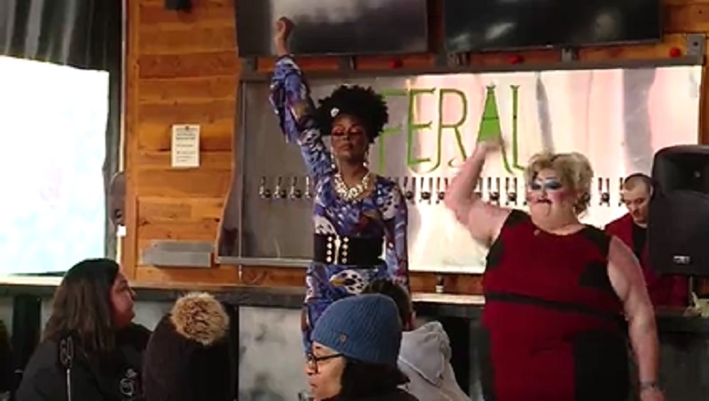 Performers at a drag brunch show at Heathen Brewing Feral Public House in Vancouver, March 26, 2023 (KOIN)