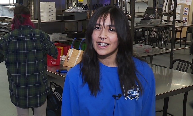 Amaya Soeun, one of the students in the McKay High School Culinary Program in Salem, February 2023 (KOIN)