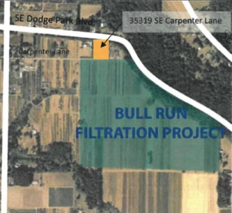 The location of the Portland Water Bureau filtration plant in rural Clackamas County. (Courtesy: Portland Water Bureau)