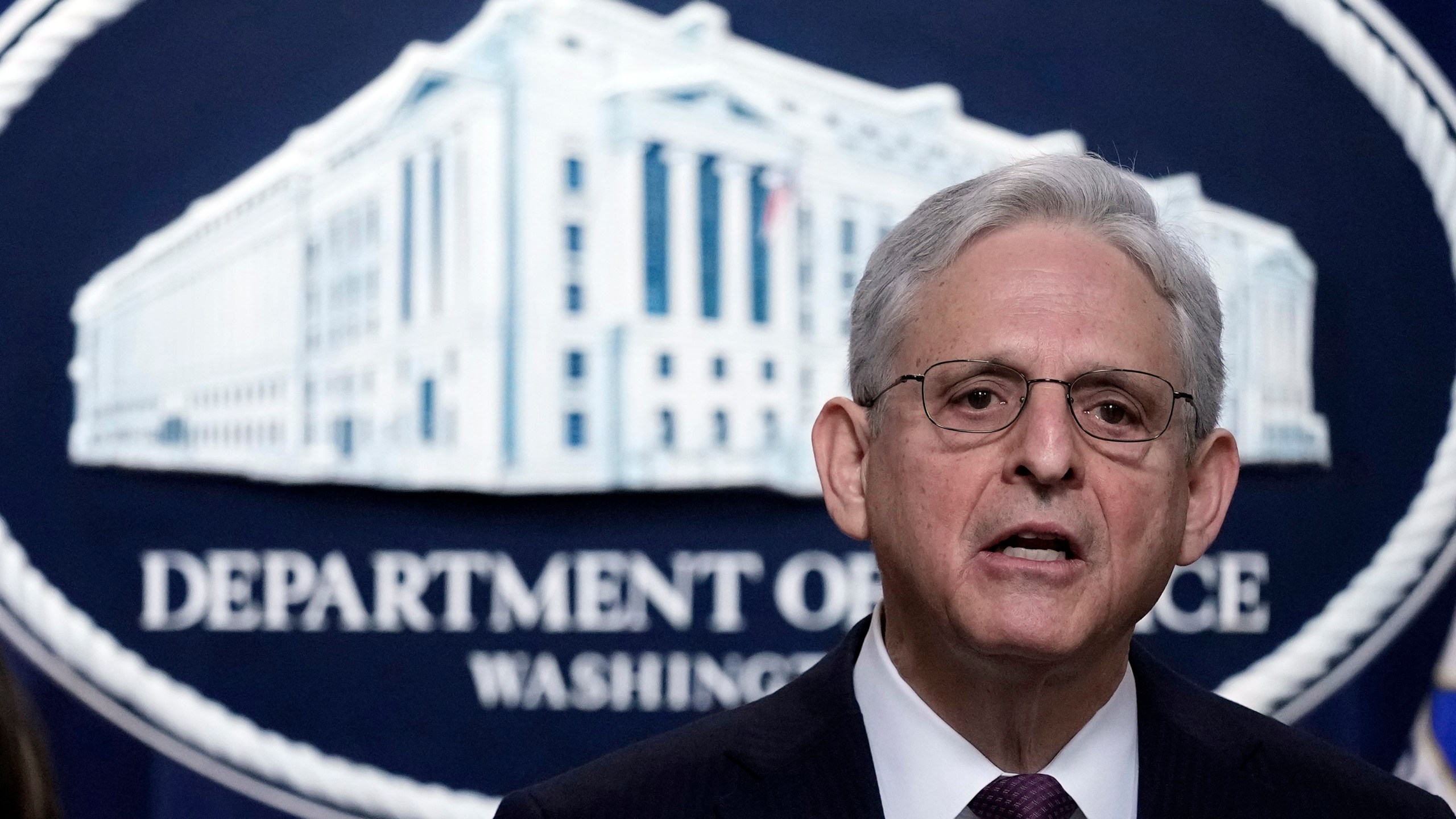 Attorney General Merrick Garland speaks during a news conference at the Justice Department in Washington, Friday, April 14, 2023. The Justice Department has charged 28 members of Mexico’s powerful Sinaloa cartel, including sons of notorious drug lord Joaquin “El Chapo” Guzman, in a sprawling fentanyl-trafficking investigation. (AP Photo/Susan Walsh)