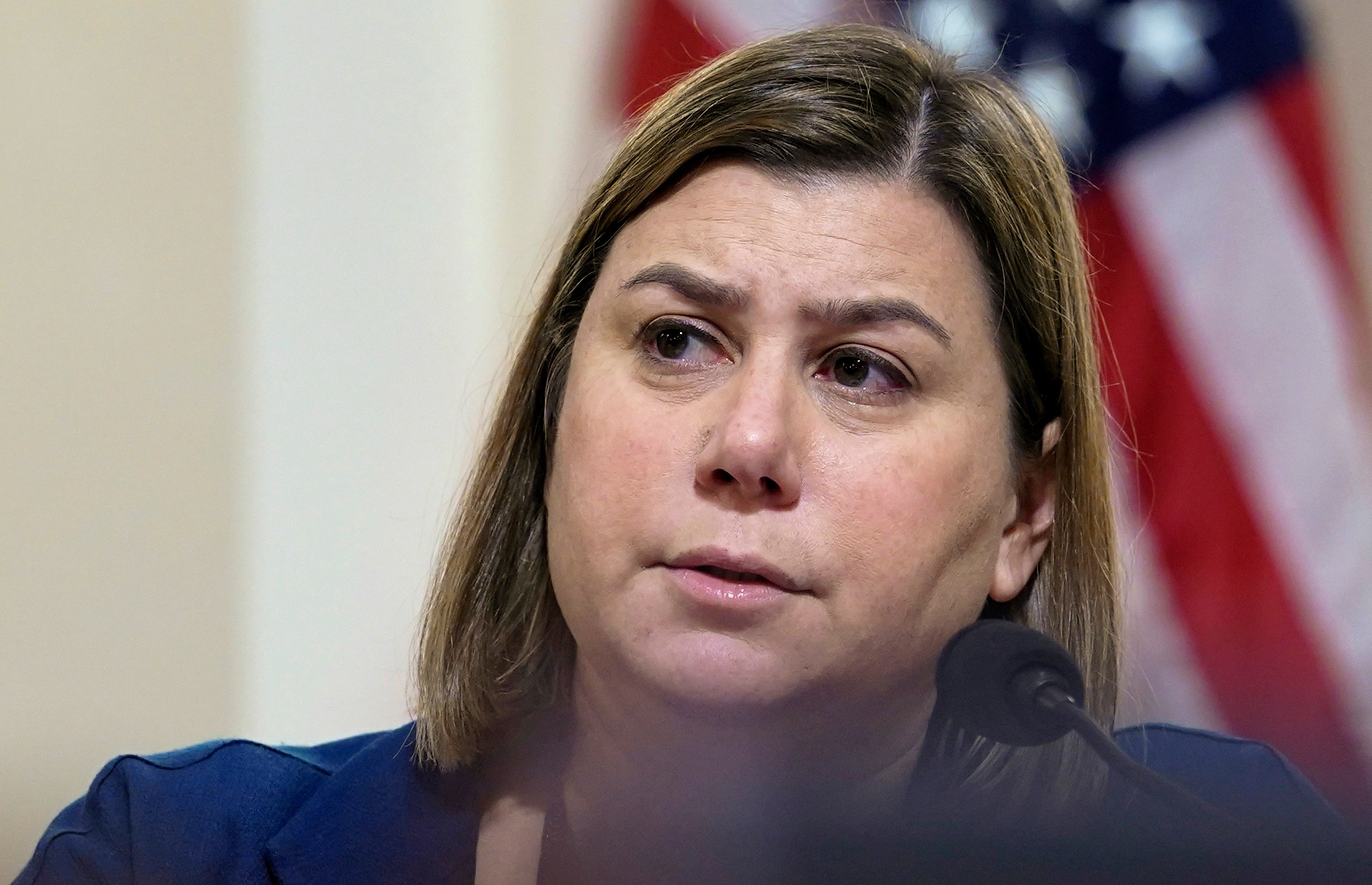 FILE - House Homeland Security Committee member Rep. Elissa Slotkin, D-Mich., asks a question during a House Homeland Security Committee hearing on "Worldwide Threats to the Homeland" at the Capitol in Washington, Nov. 15, 2022. House Democrats will be forced to replace one of their top House candidates next year in Slotkin, who will run for an open Senate seat in the state. Her exit opens one of the country’s most competitive districts in a year where every seat matters for Democrats, who look to overcome the Republicans’ five seat majority in the U.S. House. (AP Photo/Mariam Zuhaib, File)