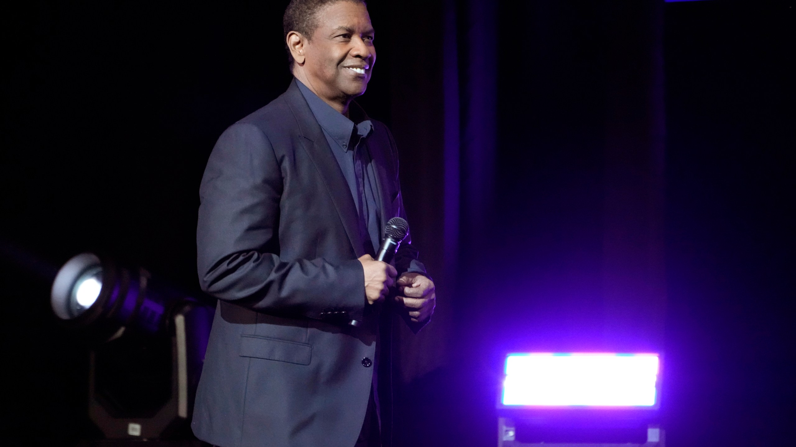 Actor Denzel Washington comes onstage to accept the CinemaCon Lifetime Achievement Award during the Sony Pictures presentation at CinemaCon 2023, the official convention of the National Association of Theatre Owners (NATO) at Caesars Palace, Monday, April 24, 2023, in Las Vegas. (AP Photo/Chris Pizzello)